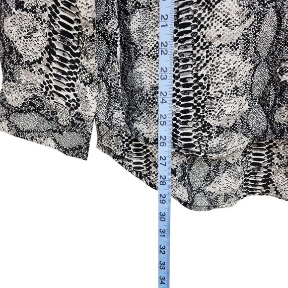 Como Blu Womens Black & White Snake Print Button-Up Long Sleeve Blouse Size M - Picture 8 of 10